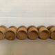Six wooden egg cups