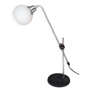 Lampe chromée et opaline - blanche
