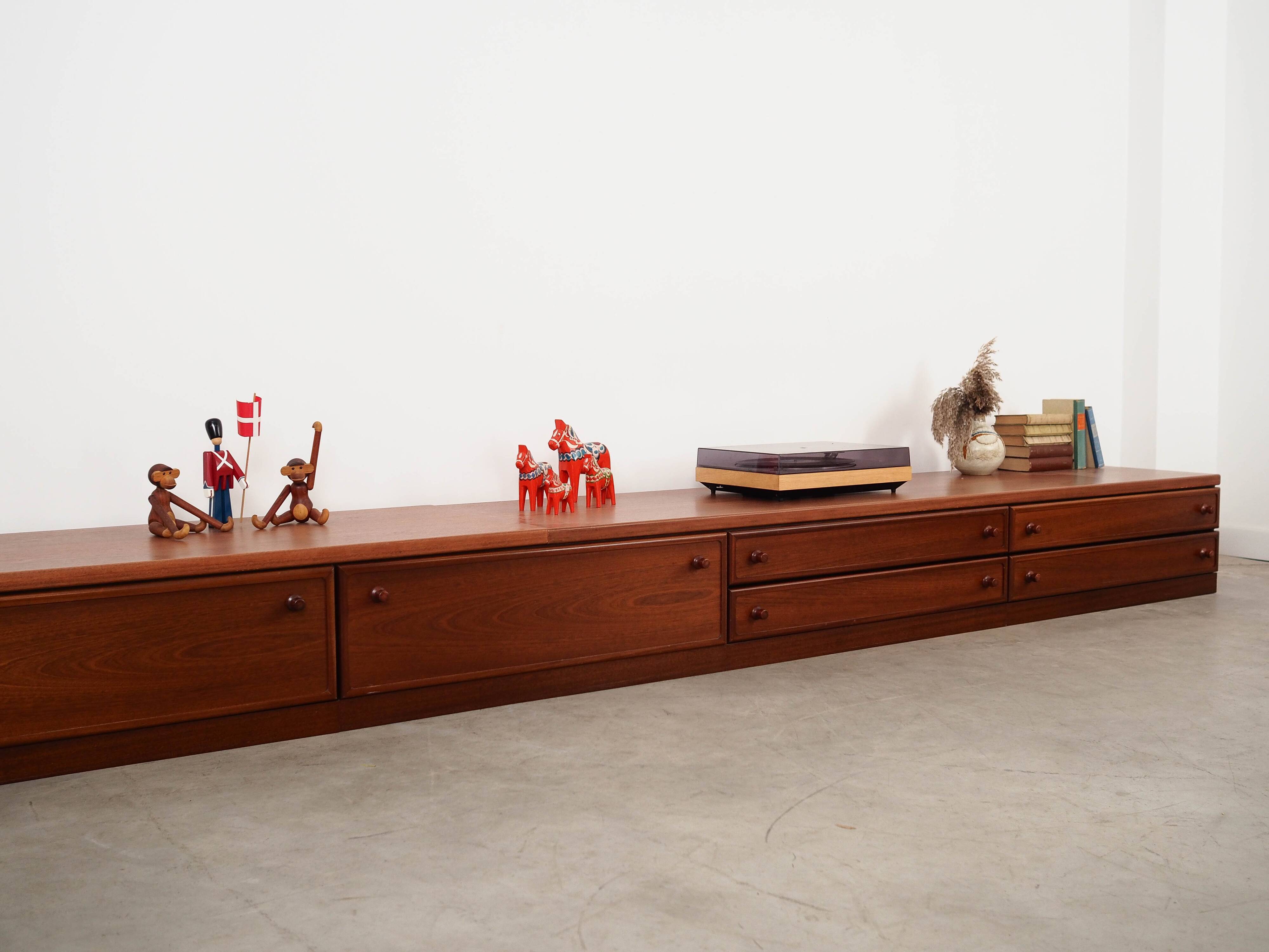 Low mahogany furniture, Danish design, 1970s, made in Denmark.