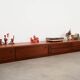 Low mahogany furniture, Danish design, 1970s, made in Denmark.