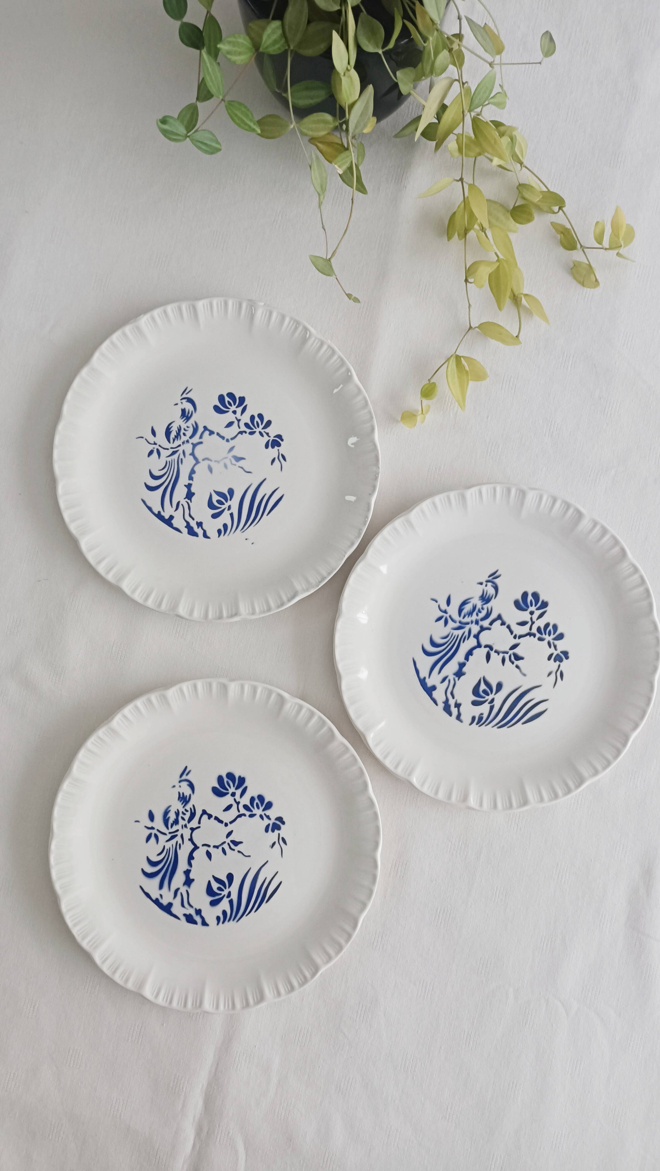 Set of 3 Digoin Sarreguemines Paradis dessert plates