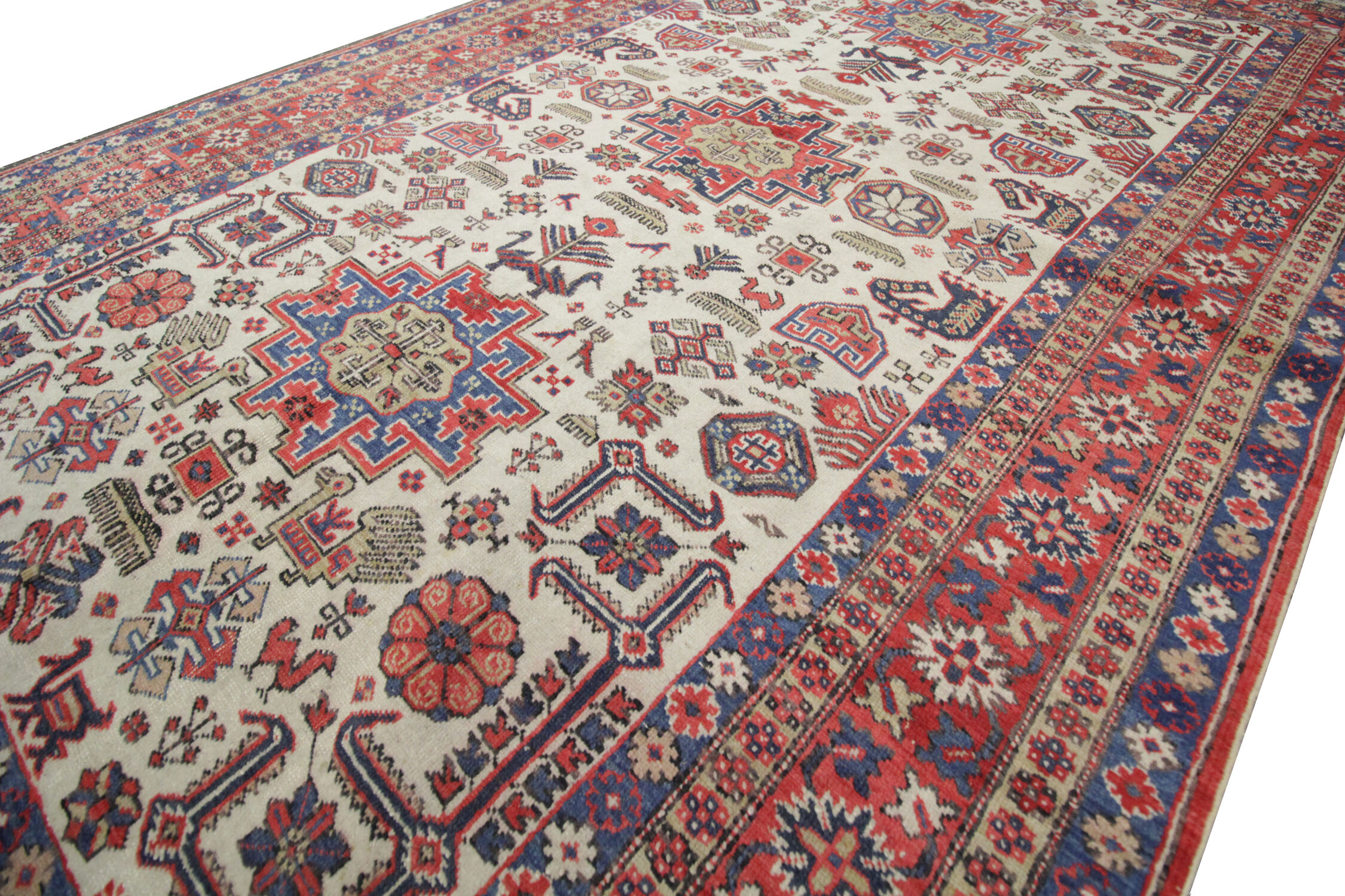 Vintage Wool Azerbaijan Carpet Area Rug- 134x216cm