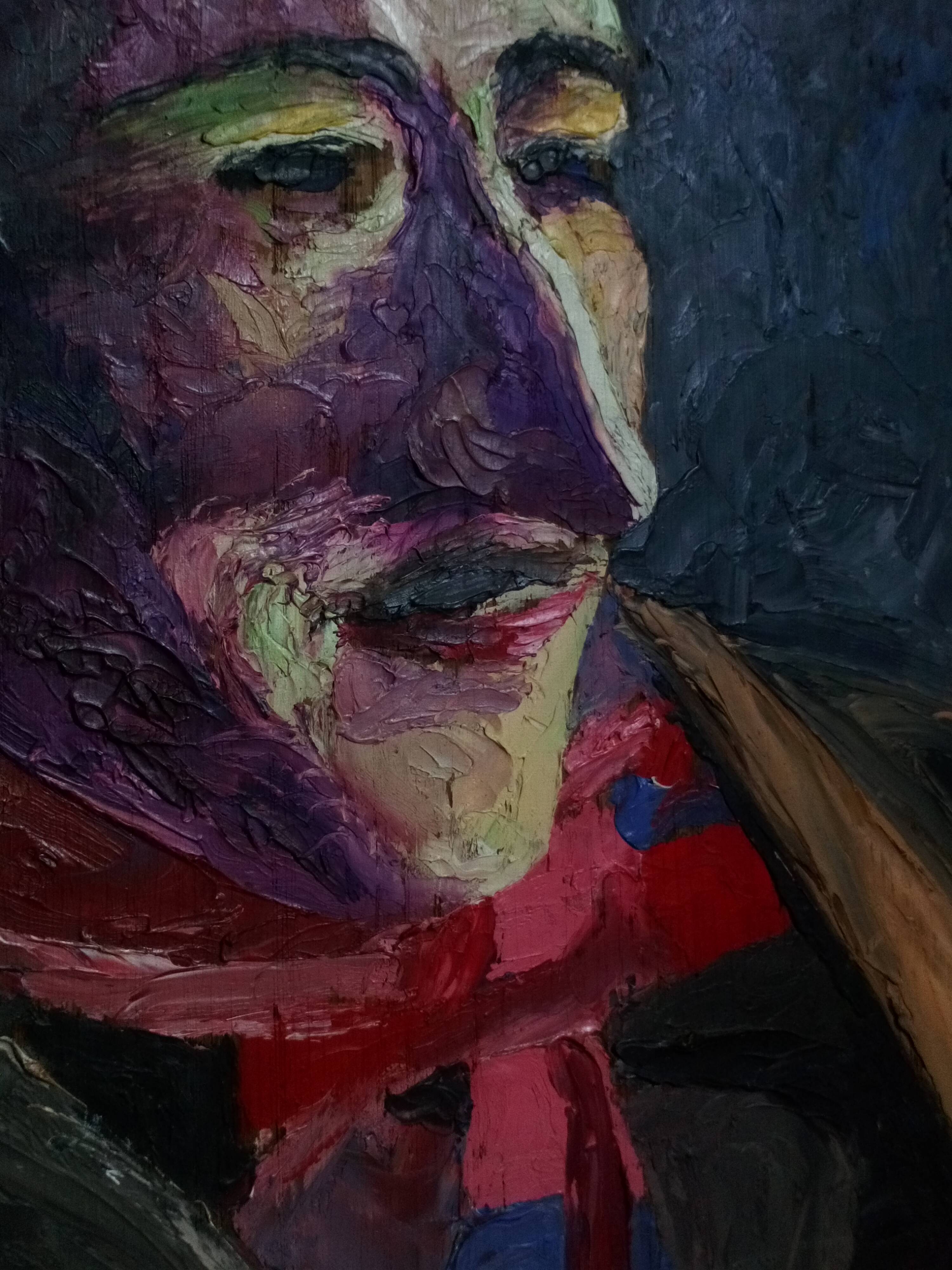 Painting portrait of a Dandy with oil on wood