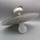 Old pendant light in speckled gray enameled sheet metal