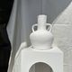 Large handcrafted terracotta vase painted white with double handles H40 D30
