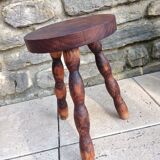 Tripod stool feet "rosary" in vintage wood 60s-70s