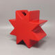 1980s red vase "hsing" by ettore sottsass. made in italy