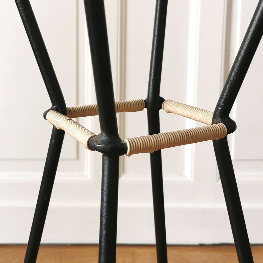 Bar and its 2 rattan stools, 1950