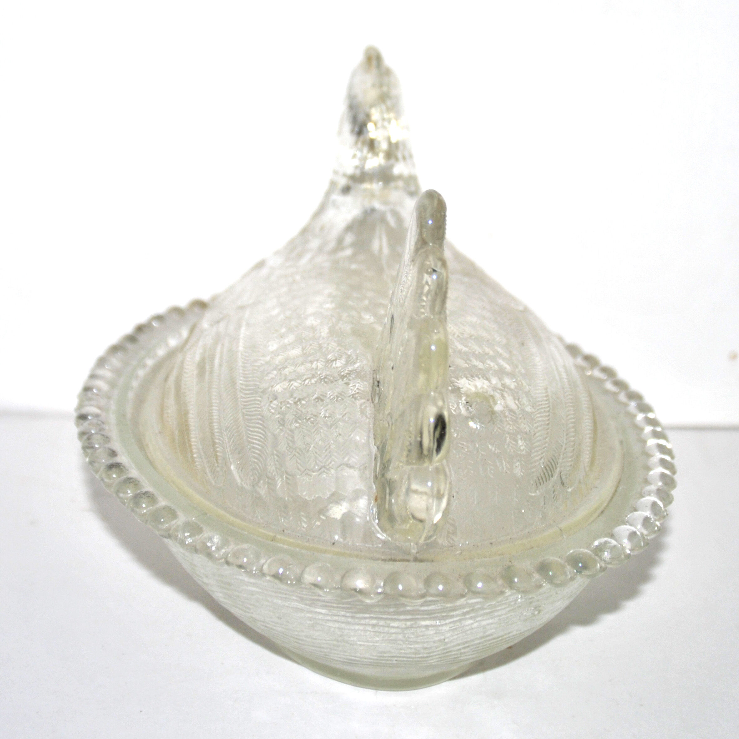 Box Bonbonnière Glass chicken - vintage chicken butter maker VERRERIE PORTIEUX