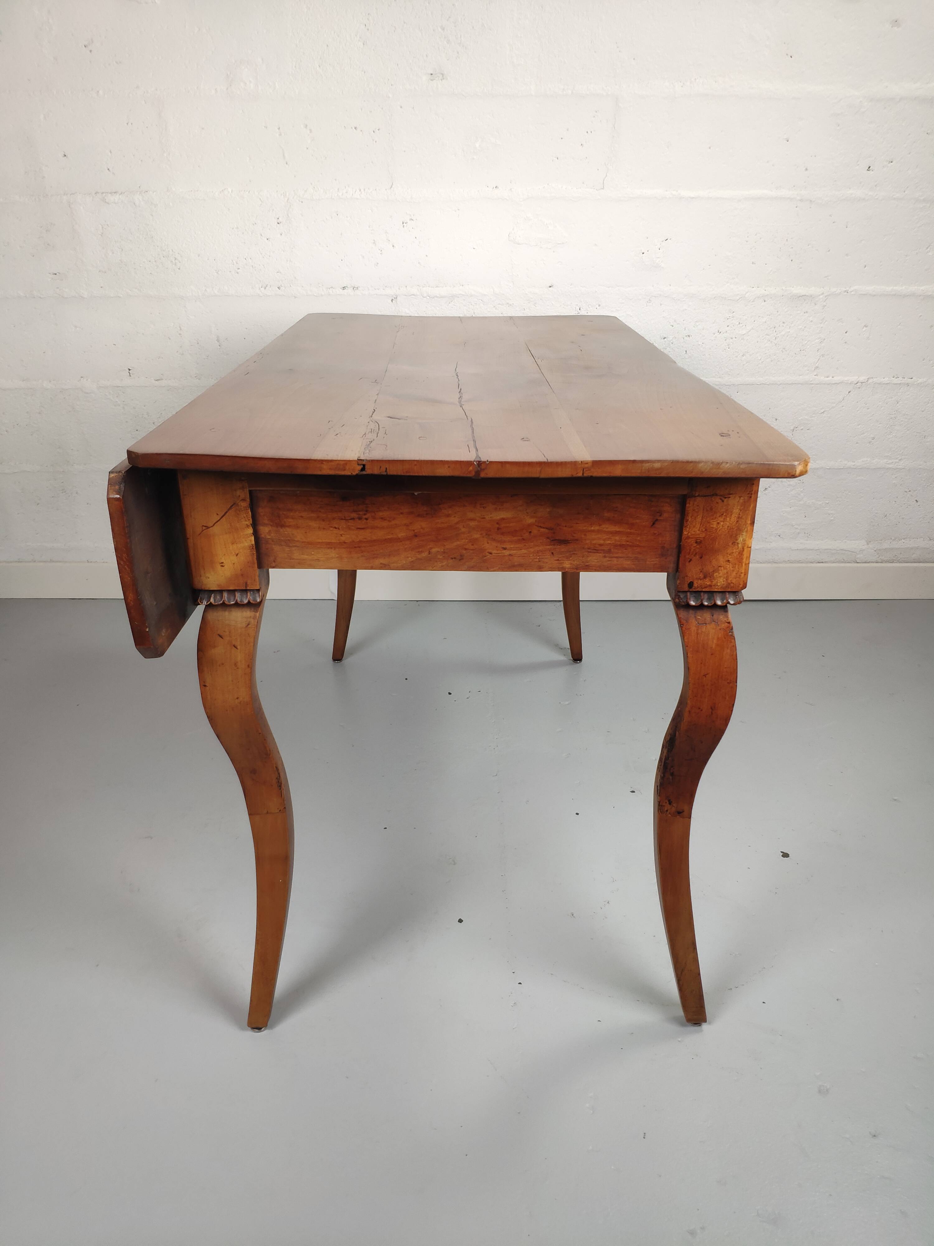 Louis XV style table curved legs two drawers and extension cord