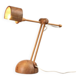 Turned wooden desk lamp, Swiss craftsmanship, circa 1970.