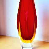 Sommerso vase prism, Flavio Poli, Murano 1970