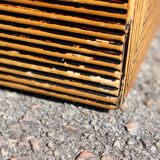 Set French Vintage Rattan Coffee Tables-2 Cuboid Deck Tables-80s
