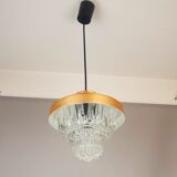 MidCentury Modern clear glass and copper colored aluminium hanging lamp, 1960s