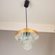 Lampe suspendue en verre clair et en aluminium couleur cuivre, style Mid-Century Modern, années 1960.