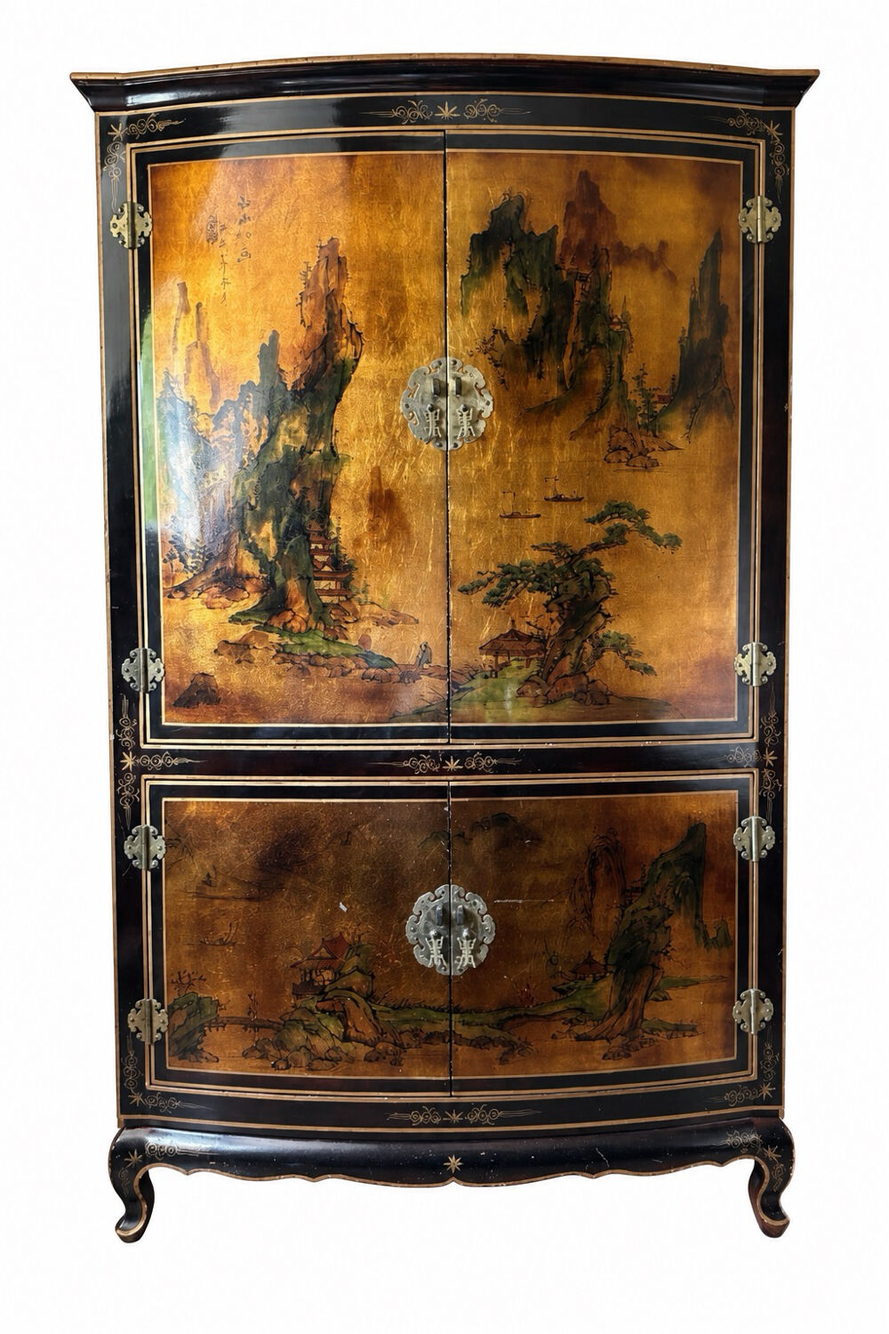Meuble asiatique de rangement en bois peint, style chinois traditionne