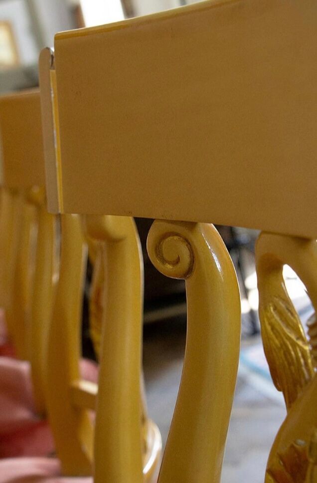 Set of 4 chairs, Italy, Gilded wood, Circa 1950