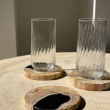 Set of 3 fossilized wooden coasters (clear)