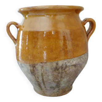Old grease pot, glazed terracotta, pottery from the South of the France