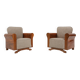 Set of 2 Art Deco Armchairs in Walnut Veneer, France 1930s