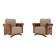Set of 2 Art Deco Armchairs in Walnut Veneer, France 1930s