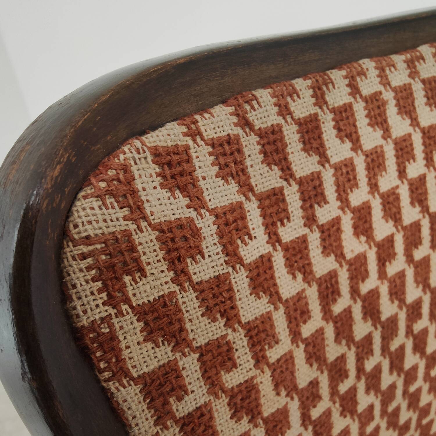 Set of 4 Thonet Art Deco chairs, 1930s, fabric and walnut