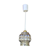 Suspension, globe en verre moulé de couleur ambre
