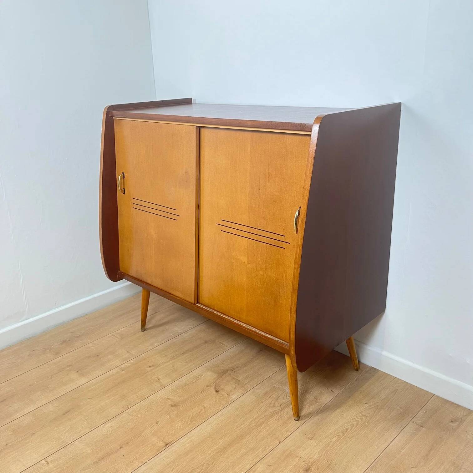 Meuble à chaussure vintage en bois, 1960