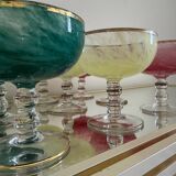 Multi-colored Venetian crystal ice cream cups