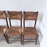 Set of 6 straw and oak Beauche chairs.