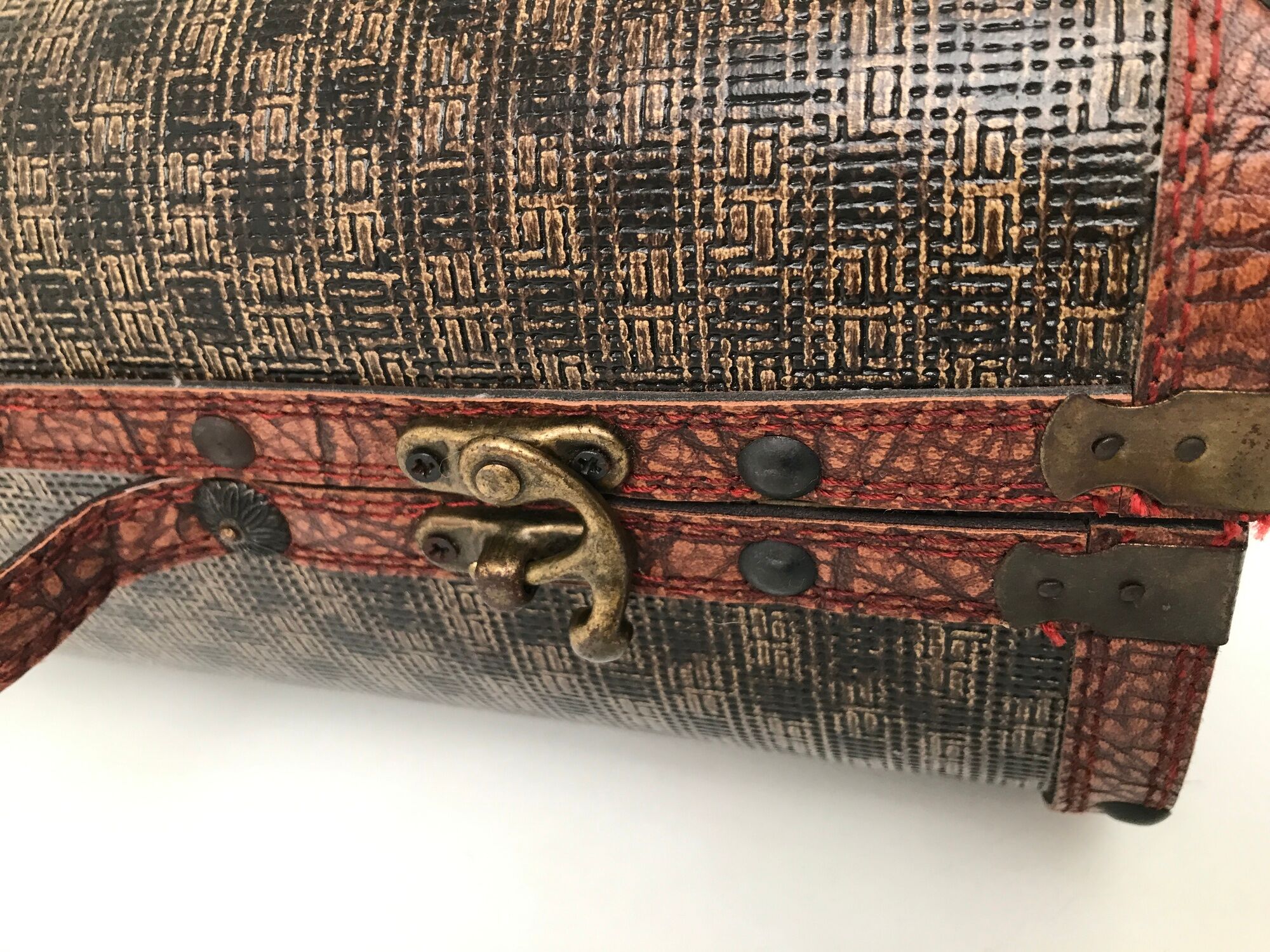 Wooden suitcase leather and metal 60s
