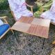 4 fauteuils en bambou et table basse vintage