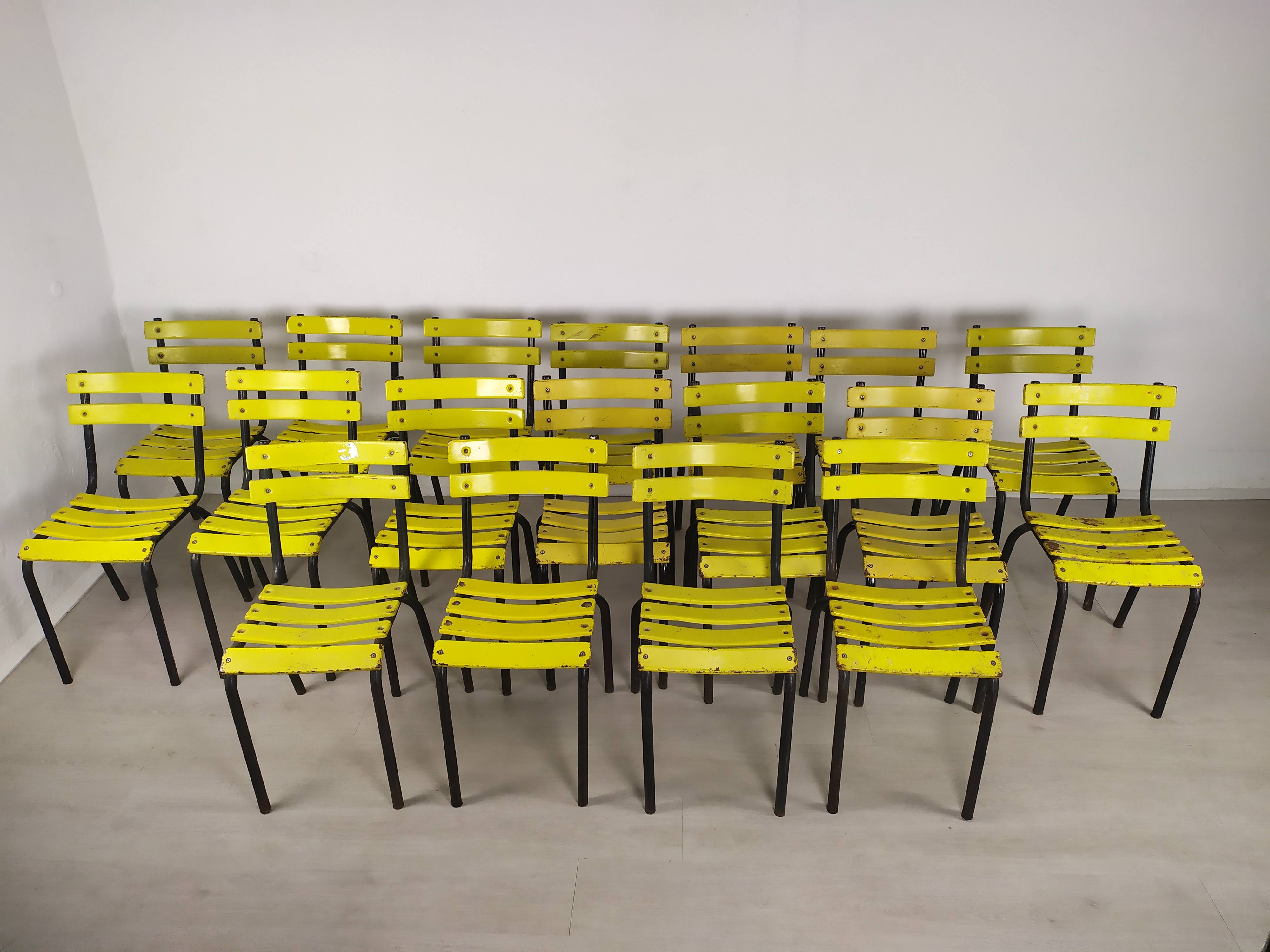 18 yellow metal bistro chairs