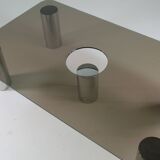 Large coffee table in chromed metal and smoked glass, Italy 1970