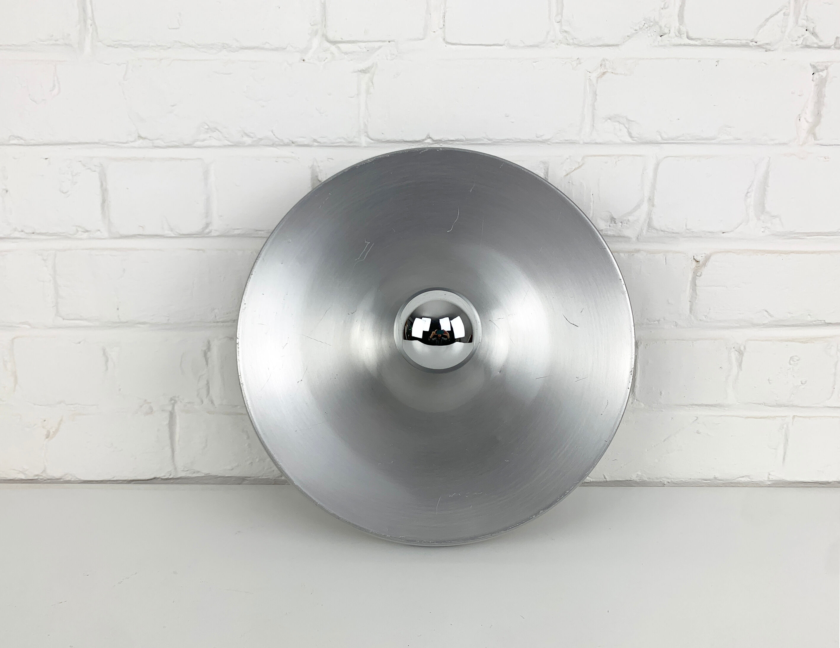 Space Age Flush Light Les Arcs Brushed Aluminum, 1960-70s