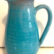 Blue ceramic pitcher
