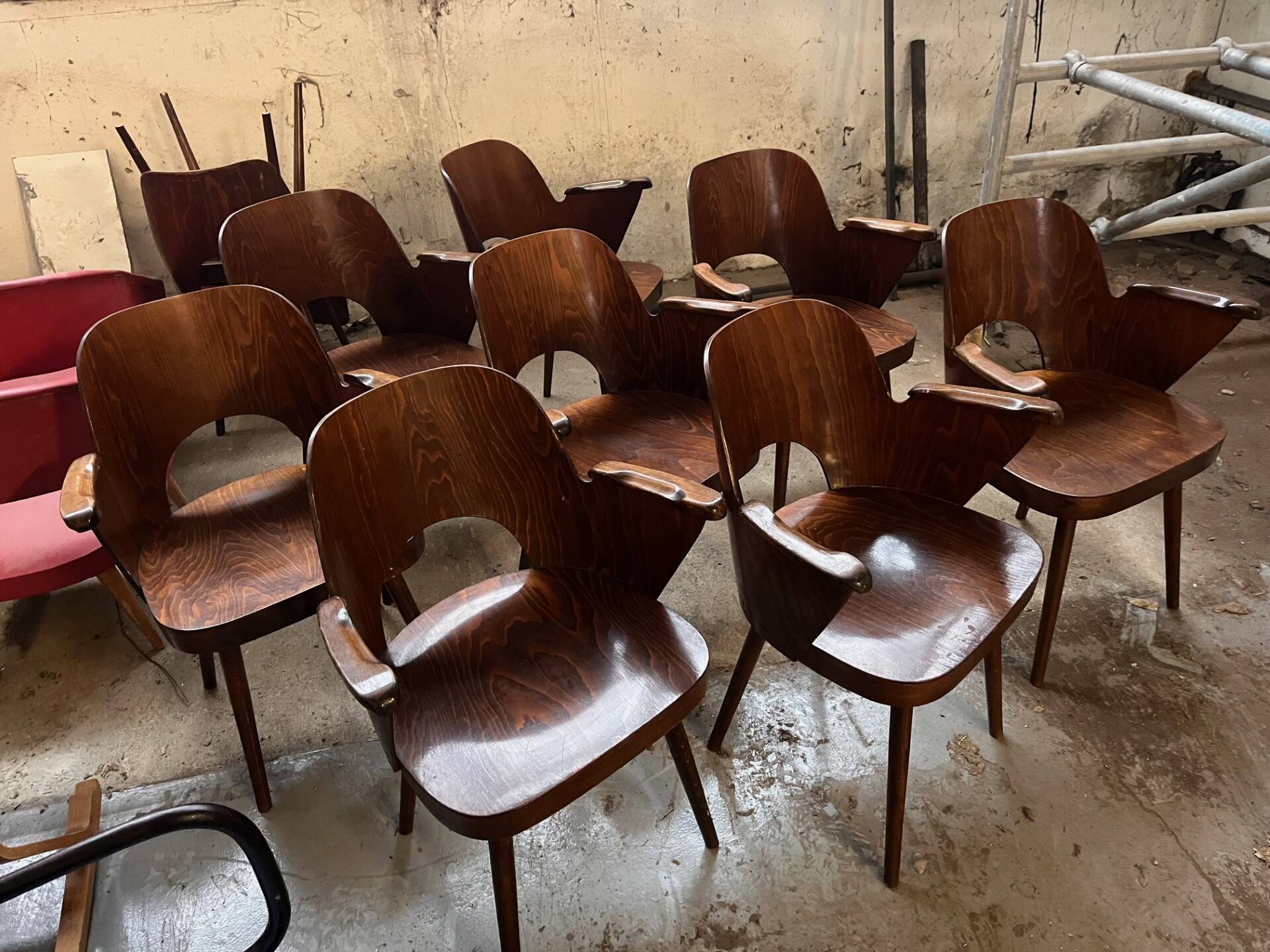 4 Oswald Haerdtl chairs for Ton, Czechoslovakia