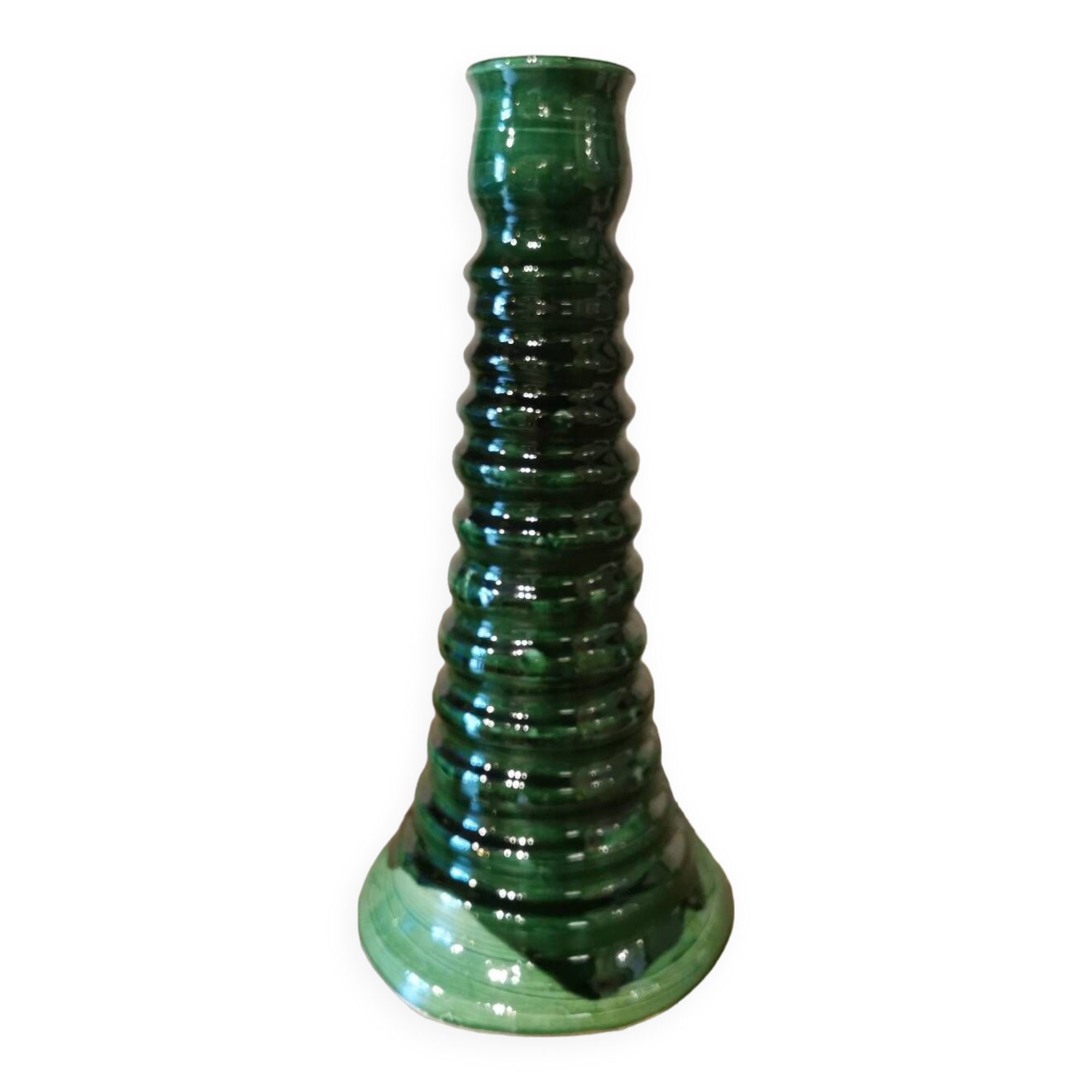 Large green ceramic candle holder Morocco
