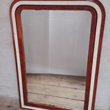 Miroir Louis Philippe H112xL76 laque bordeaux blanc crème