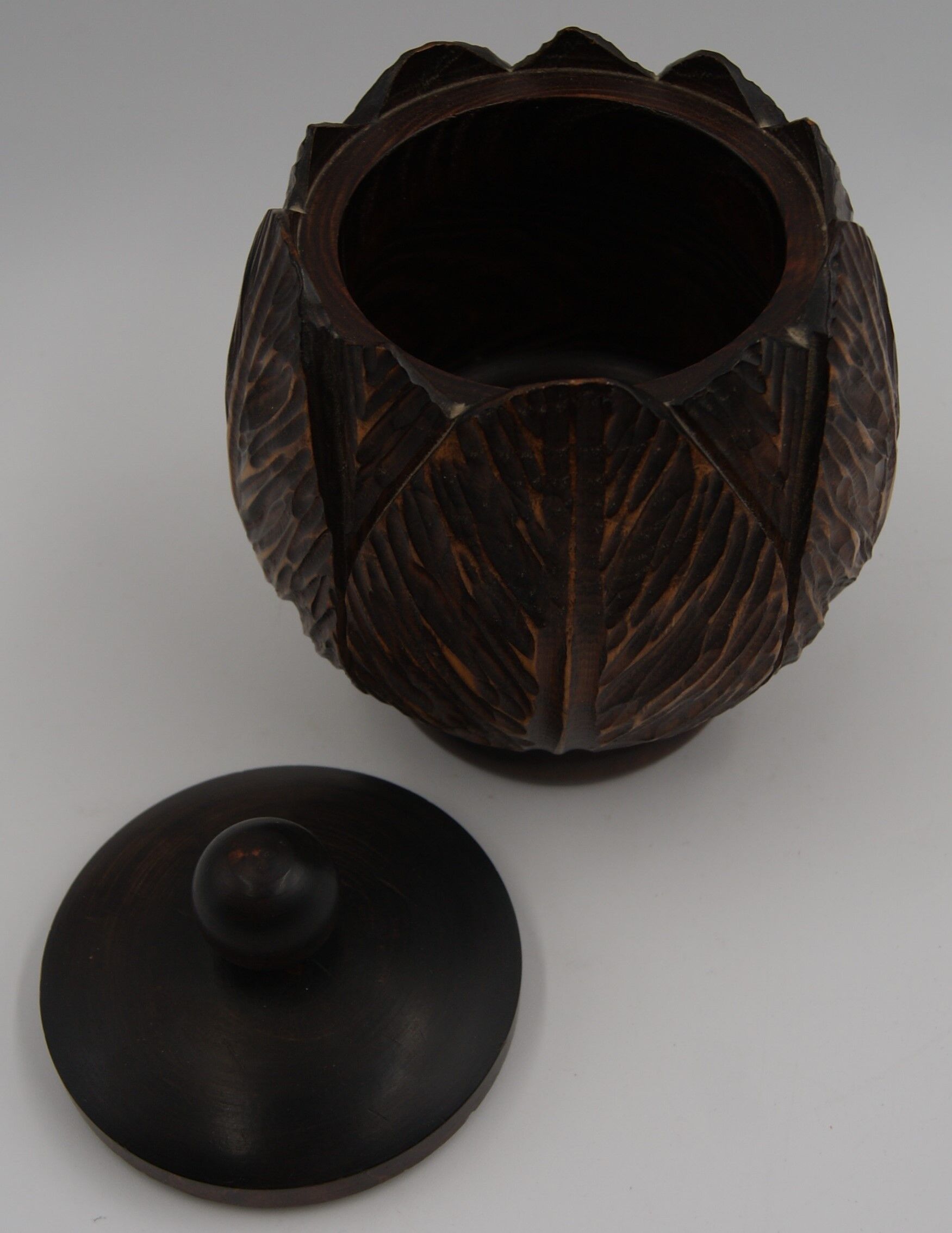 Box carved wood vintage foliage