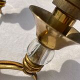 Pair of modernist bronze sconces & vintage crystal balls