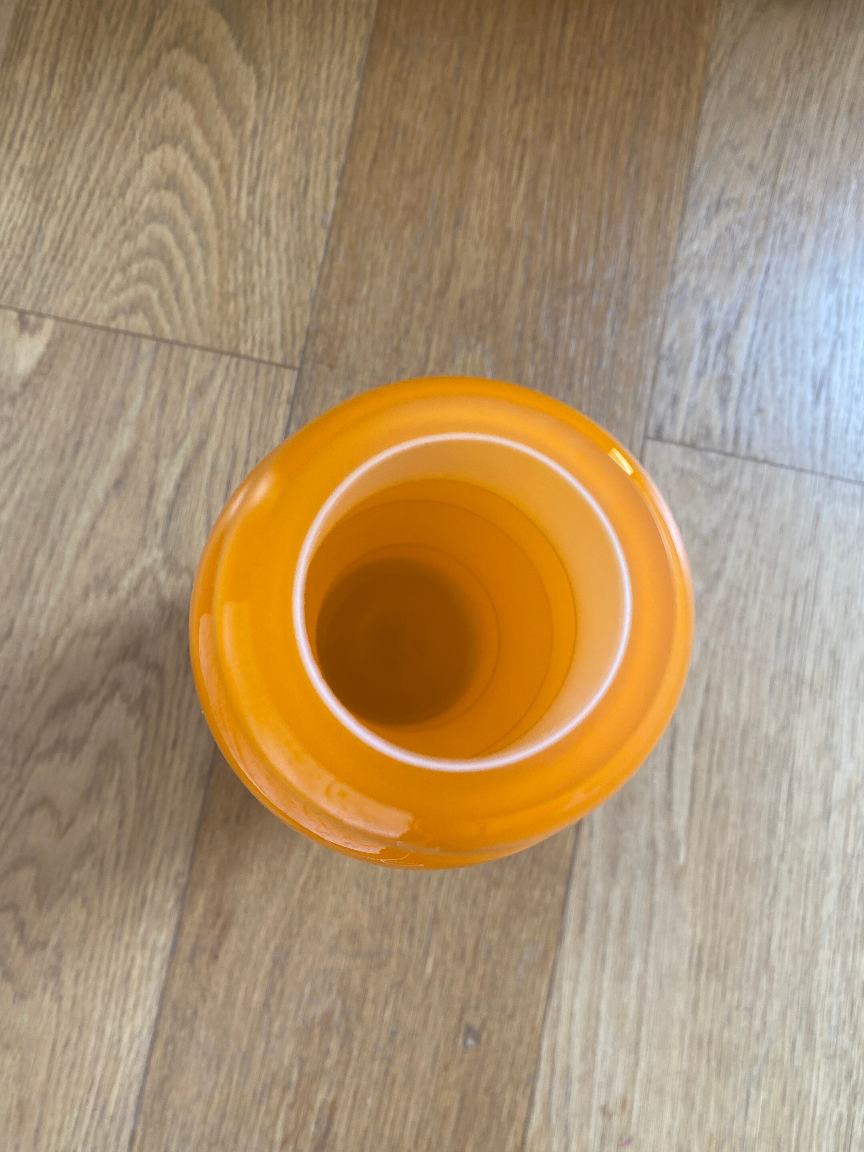 Vase bubble caterpillar orange glass double years 60 70