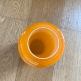 Vase bubble caterpillar orange glass double years 60 70