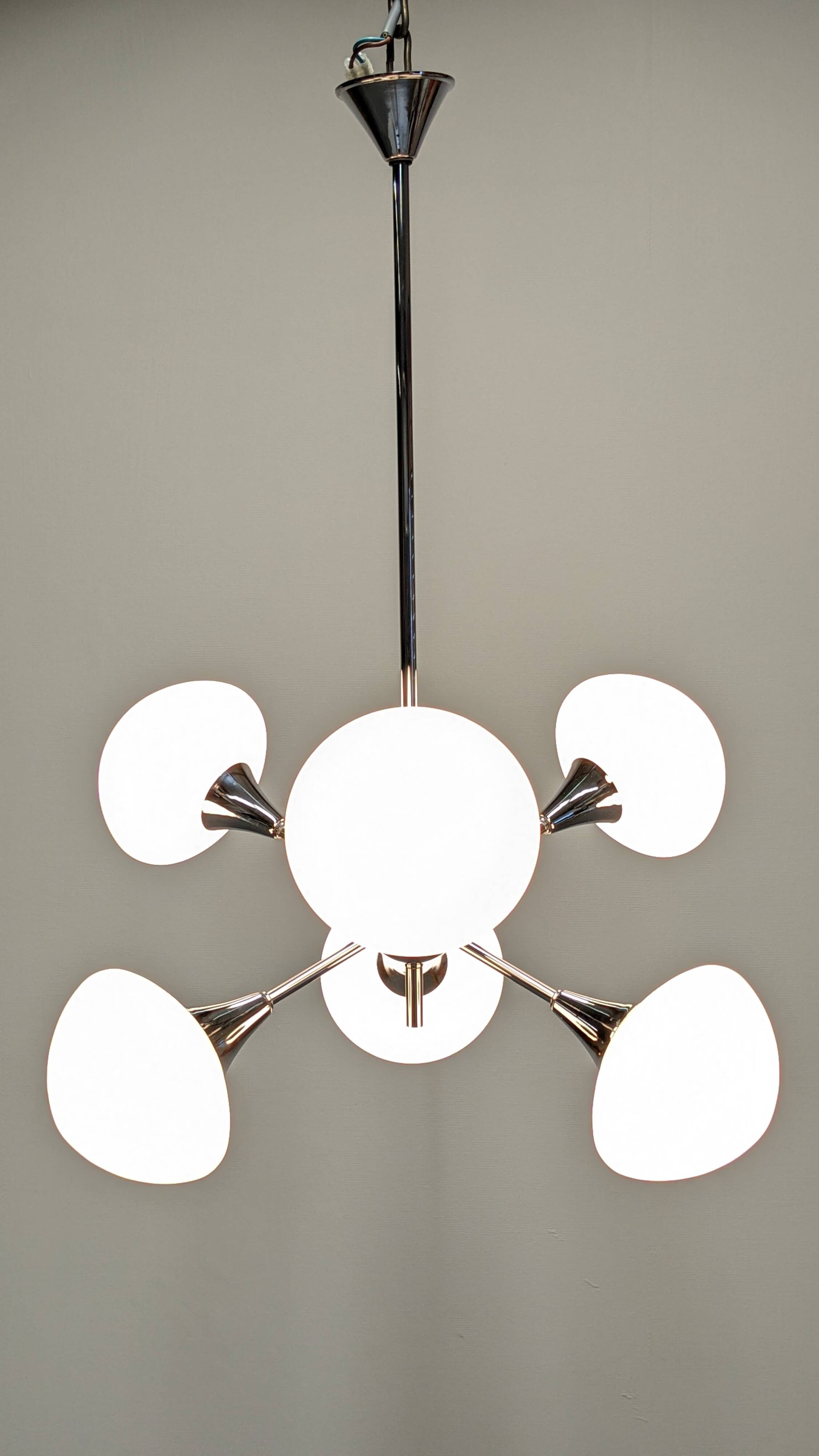 Space Age Sputnik chandelier with 6 lights, 50s-60s