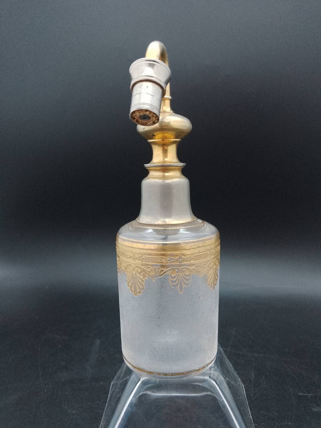 Saint louis baccarat spray in frosted crystal and gilding perfume bottle 1900