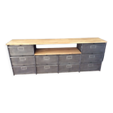 Industrial tv stand with roneo wood valves