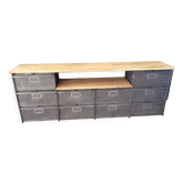 Industrial tv stand with roneo wood valves
