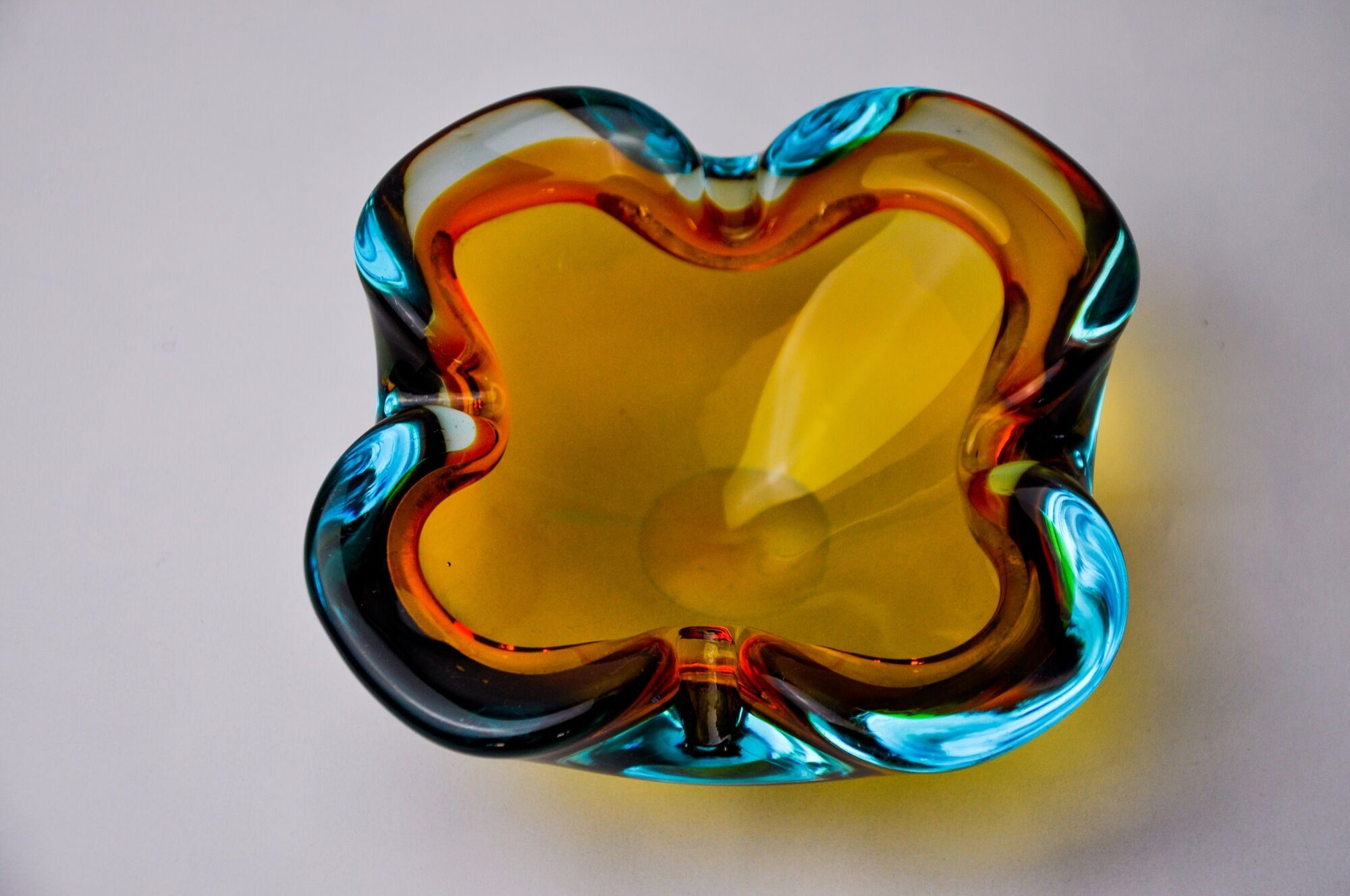 Multicolored Sommerso ashtray by seguso, murano glass, Italy, 1970