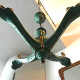 Chandelier with 4 arms in celadon green ceramic.