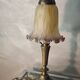 Art deco bronze lamp with pretty purple tulip, 41x15 electricity ok